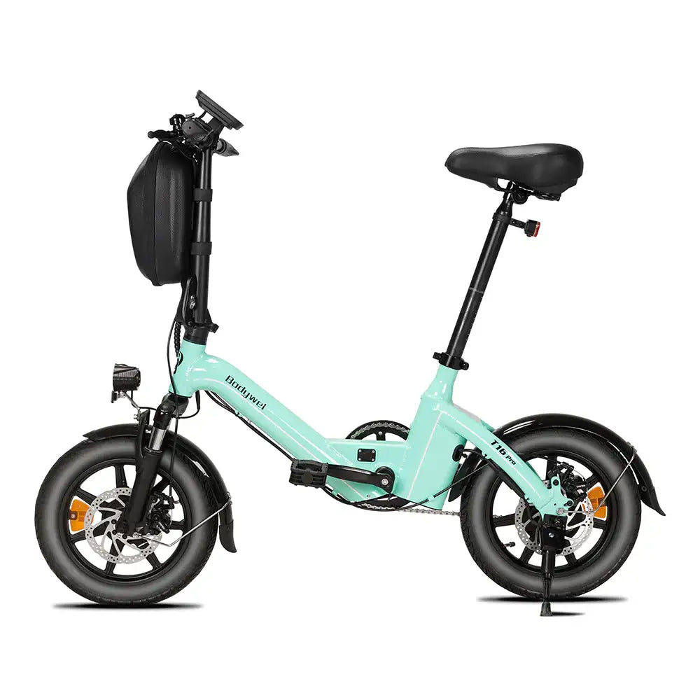 union klapprad Bodywel T16 Pro 14" Klapprad Elektrisches Fahrrad 280Wh Mini E-Bike Unterstützt App