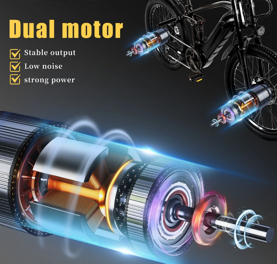 CMACEWHEEL AL26 MAX 500W*2 Kaksimoottorinen 26" Sähkövuoristopyörä 816Wh EMTB 48V 17Ah Akku
