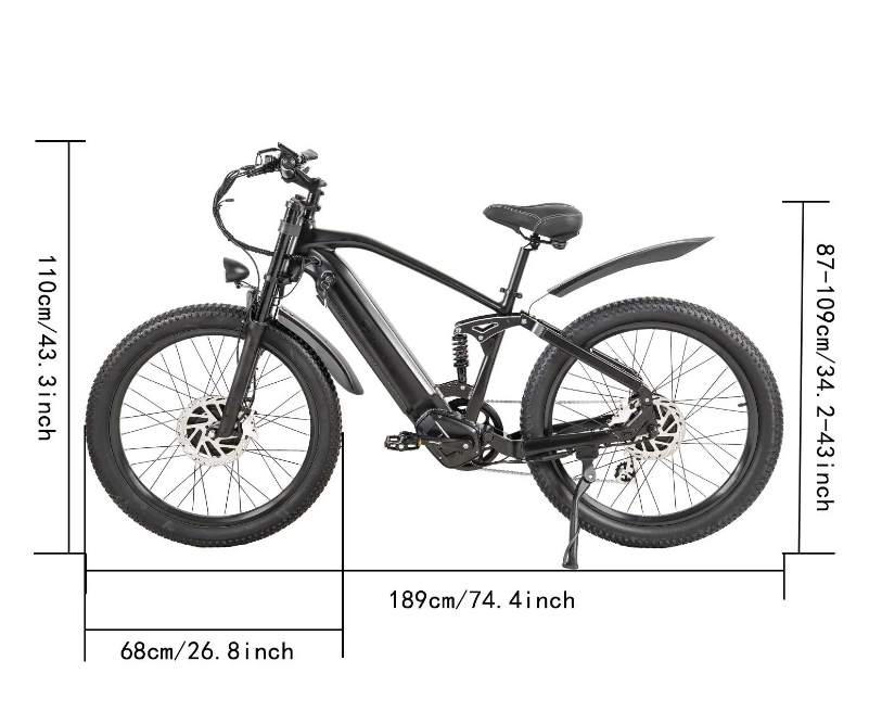 CMACEWHEEL AL26 MAX 500W*2 Kaksimoottorinen 26" Sähkövuoristopyörä 816Wh EMTB 48V 17Ah Akku