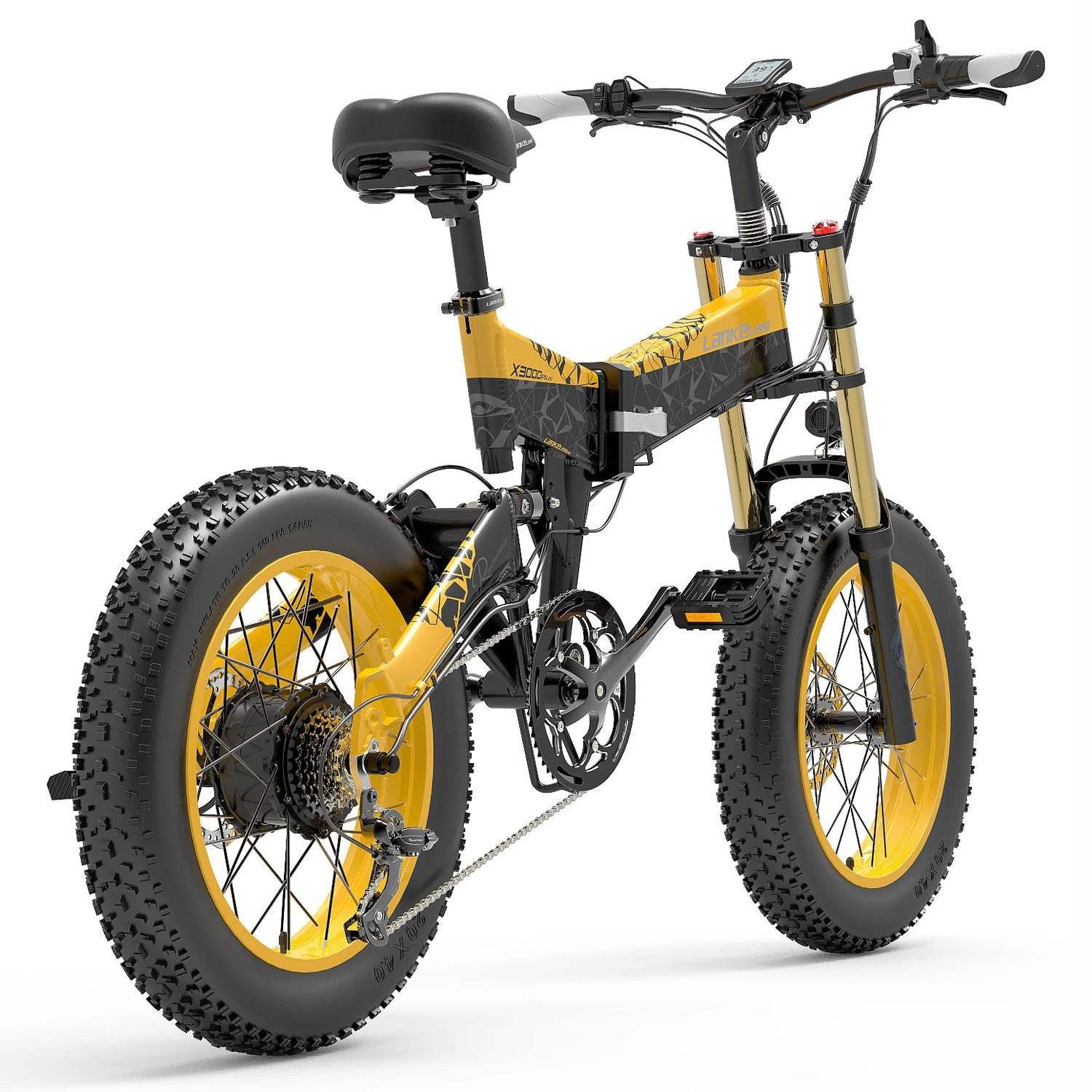 Lankeleisi X3000 Plus 1000W 20" Fat Bike Dual Crown Fork 17.5Ah Foldable E Mountain Bike EMTB - Buybestgear