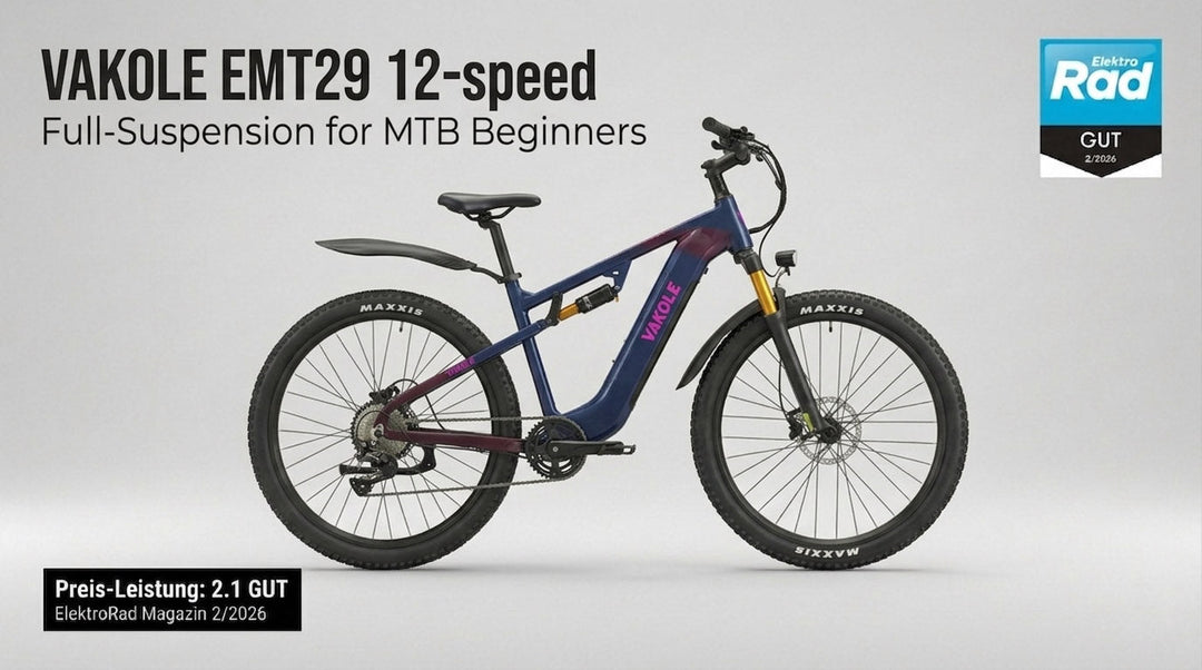 Elektro Rad Review: VAKOLE EMT29 12-speed FULL-SUSPENSION FOR MTB BEGINNERS