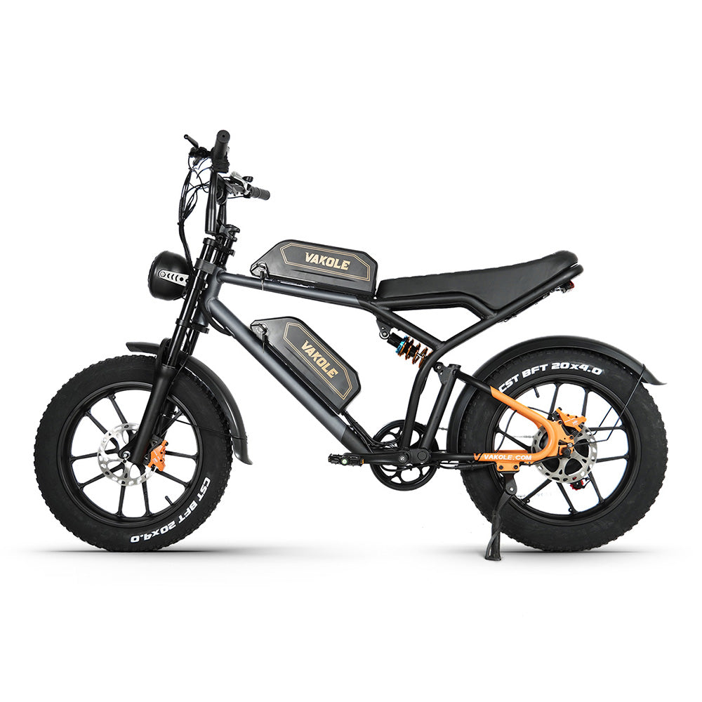 Vakole Q20 750W 20" Fat Bike Täysjousitettu E-Maastopyörä 20Ah*2 Samsungin Kahdella Akulla E-MTB