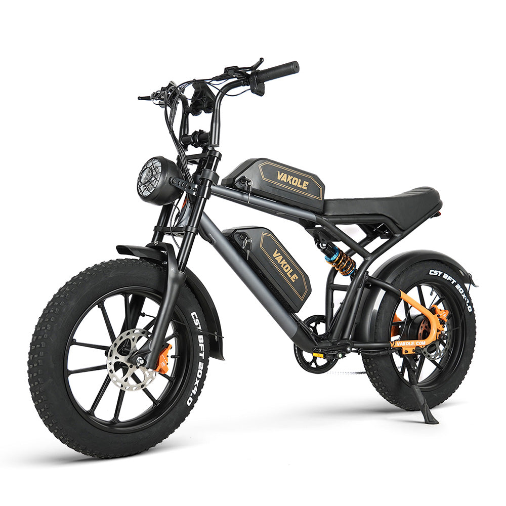 Vakole Q20 750W 20" Fat Bike Täysjousitettu E-Maastopyörä 20Ah*2 Samsungin Kahdella Akulla E-MTB