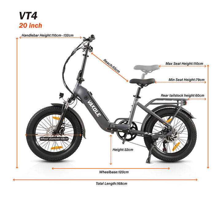 Vakole VT4 20" Bici Elettrica Compatta Pieghevole 468Wh Step-through E-bike