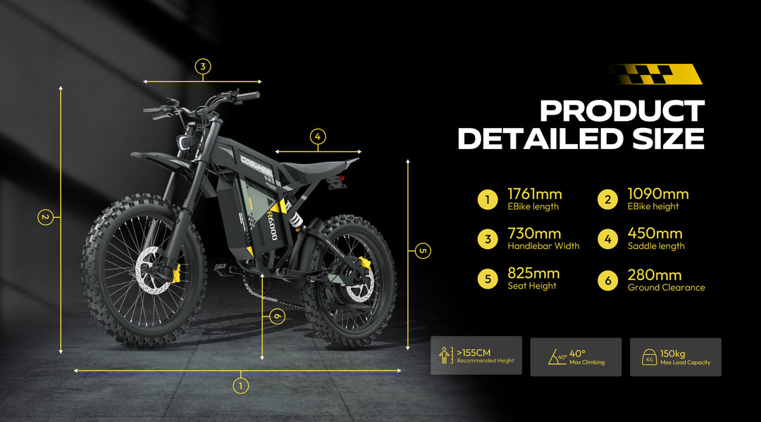 Coswheel R6000 17" Elektro-Geländemotorrad 1800 Wh E-Mountainbike