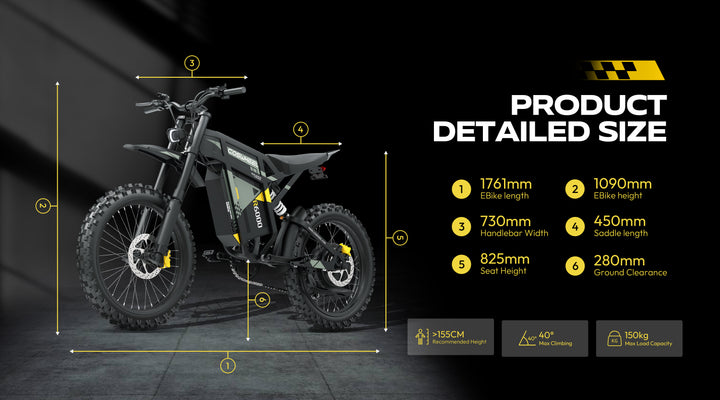 Coswheel R6000 17" Elektro-Geländemotorrad 1800 Wh E-Mountainbike
