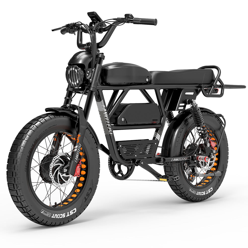 Lankeleisi X-Black Knight 1000W*2 Doppio Motore 20" Fat Bike Sospensione Completa E-Mountain Bike 45Ah Batteria Samsung E-MTB