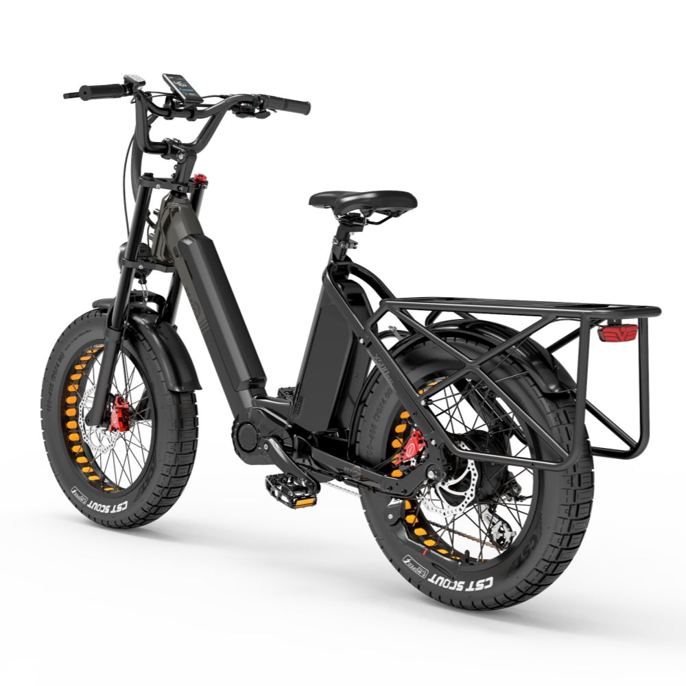 Bezior X500MAX 750W Bafang Motor 20" Fat Bike Cargo E-Bike Baterías duales 37.5Ah Batería Samsung