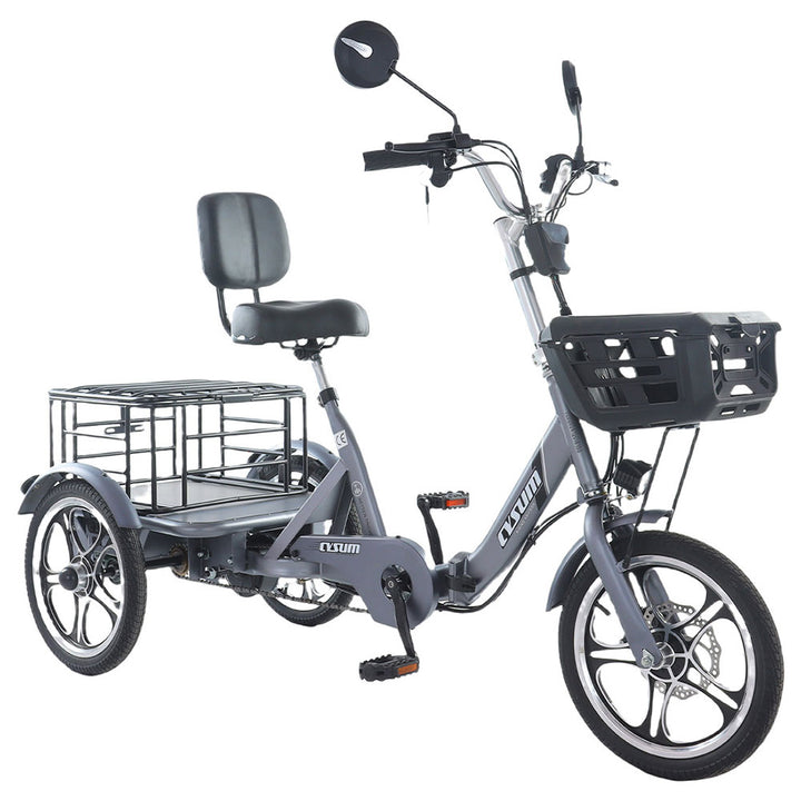 Cysum T1 250W 16" Electric Cargo Tricycle 576Wh E-Bike 48V 12Ah Battery