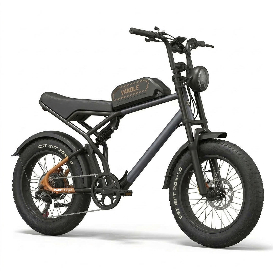 Vakole Q20 MAX 750W*2 Dual Motor 20" Fat Bike 960Wh Full Suspension E-Mountain Bike 48V 20Ah Battery
