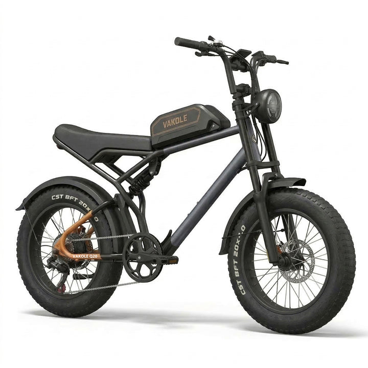 Vakole Q20 MAX 750W*2 Dual Motor 20" Fat Bike 960Wh Full Suspension E-Mountain Bike 48V 20Ah Battery