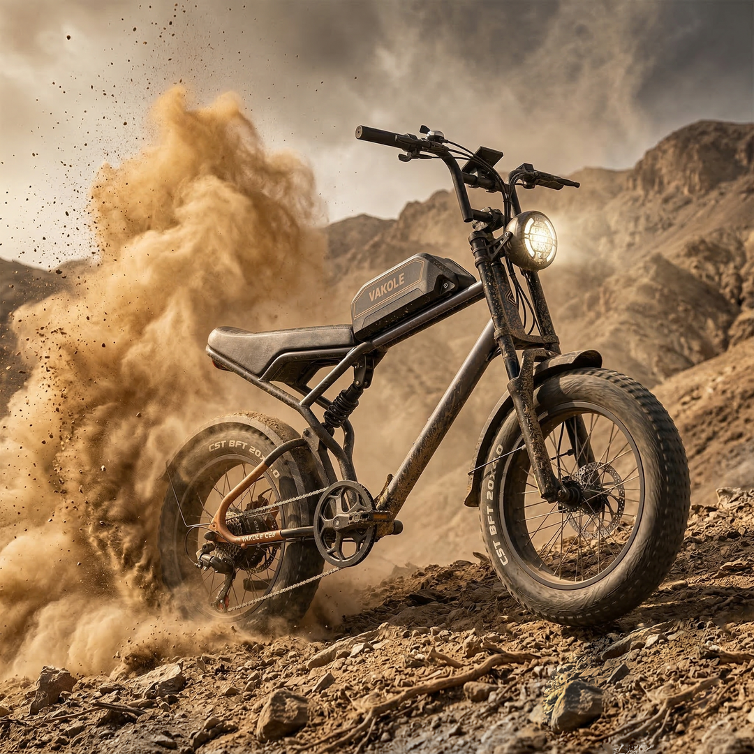 Vakole Q20 MAX 750W*2 Dual Motor 20" Fat Bike 960Wh Full Suspension E-Mountain Bike 48V 20Ah Battery