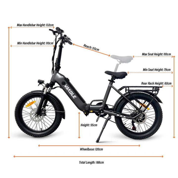 Bicicleta eléctrica plegable Vakole VT4 250W 20" con batería compacta de 468Wh, cuadro bajo, 36V 13Ah