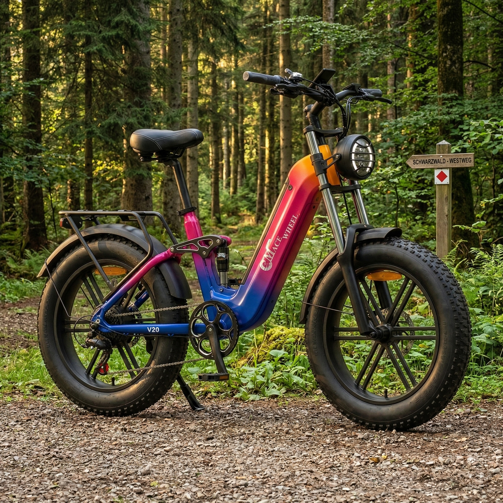 CMACEWHEEL V20 750W 20" Fat Bike 960Wh Full Suspension E-bike with Torque Sensor 48V 20Ah Battery - Buybestgear