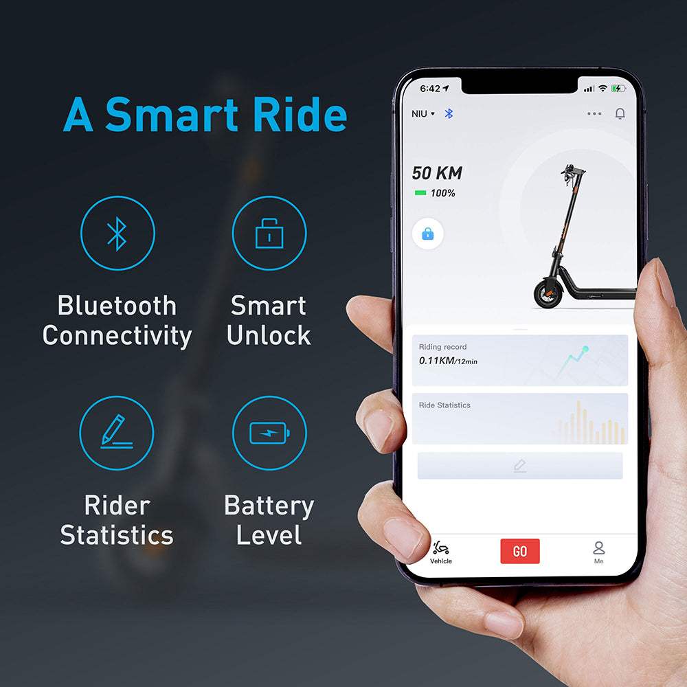 NIU KQi3 Pro 350W Motor 9.5 Inch Electric Kick Scooter 10.4Ah Battery Support APP - Buybestgear
