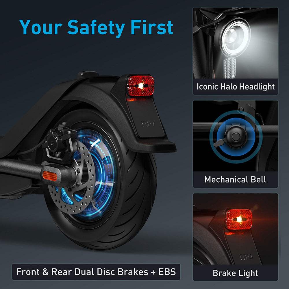 NIU KQi3 Pro 350W Motor 9.5 Inch Electric Kick Scooter 10.4Ah Battery Support APP - Buybestgear